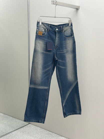 LOUI*V Sunfaded Effect Denim Skate Pants