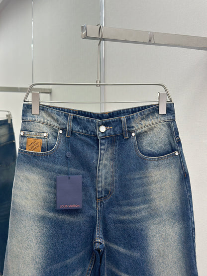 LOUI*V Sunfaded Effect Denim Skate Pants