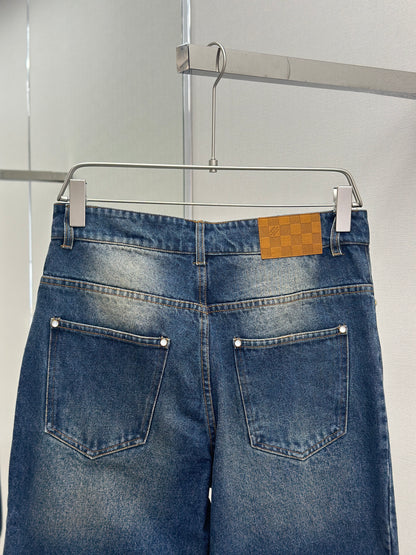 LOUI*V Sunfaded Effect Denim Skate Pants