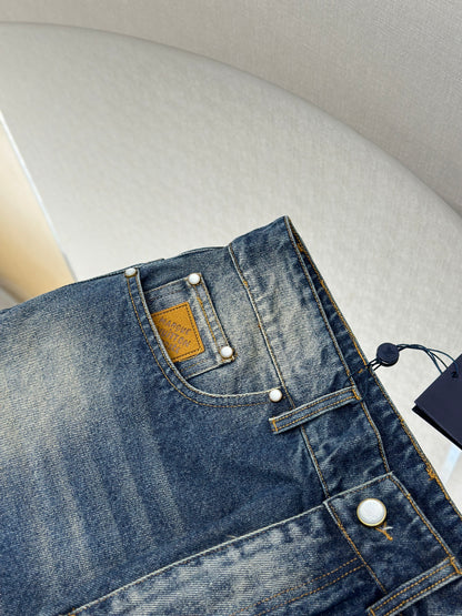 LOUI*V Sunfaded Effect Denim Skate Pants