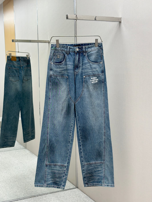LOUI*V Washed Denim Workwear Pants