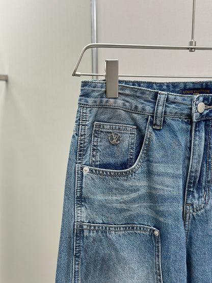 LOUI*V Washed Denim Workwear Pants