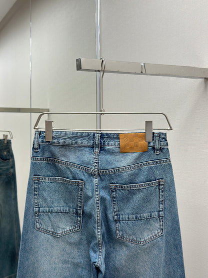 LOUI*V Washed Denim Workwear Pants