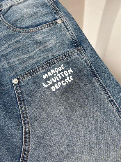 LOUI*V Washed Denim Workwear Pants
