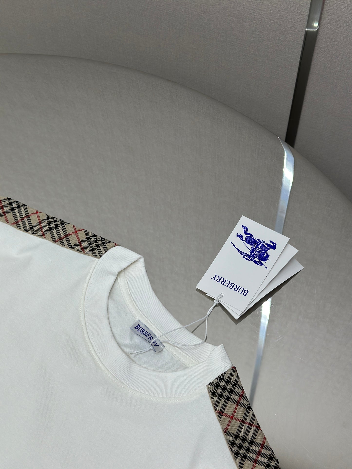 BURB* Check Trim Cotton T-shirt