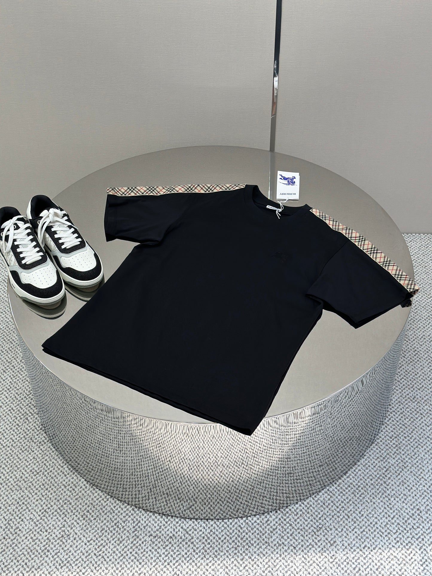 BURB* Check Trim Cotton T-shirt
