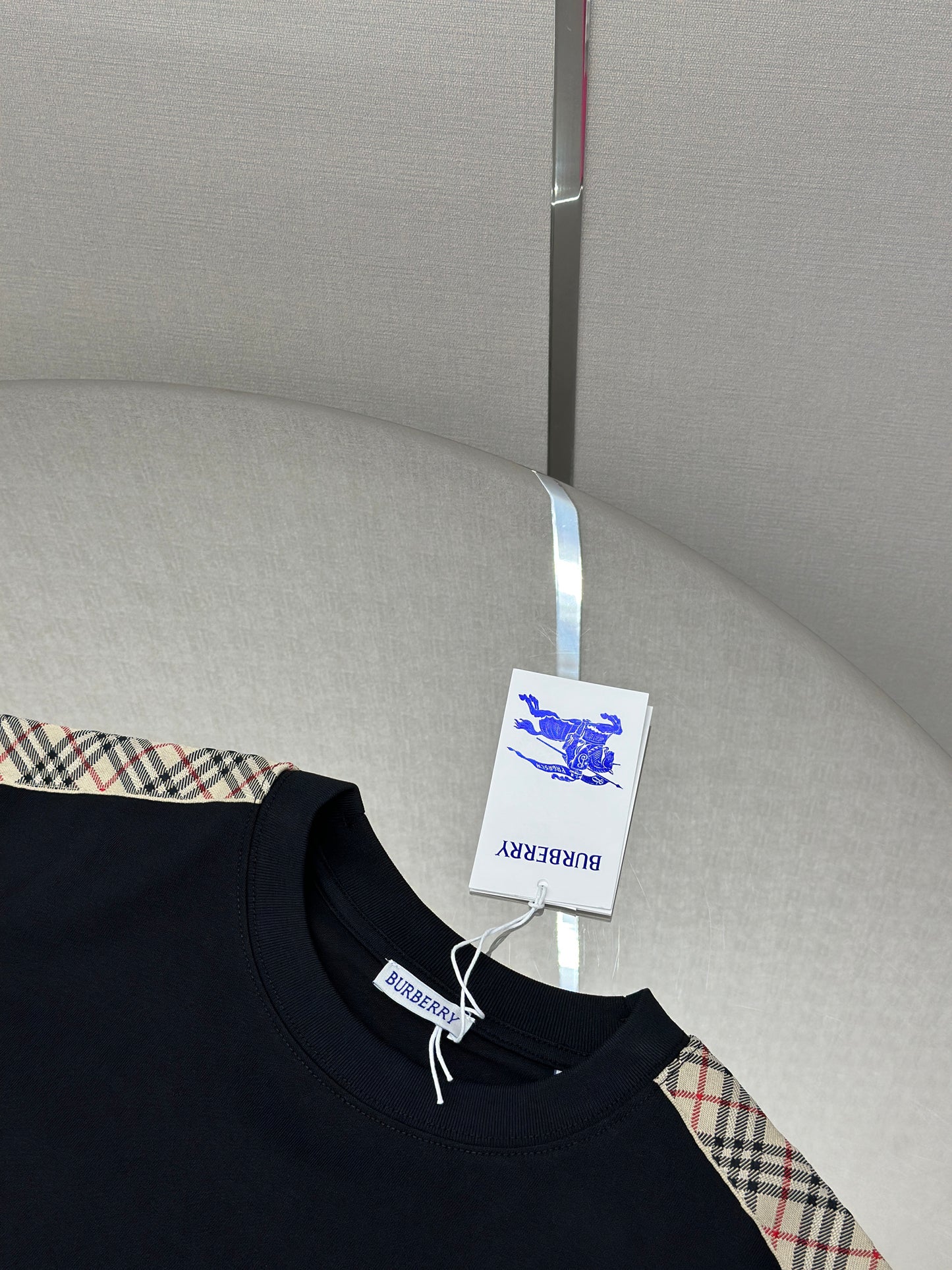 BURB* Check Trim Cotton T-shirt