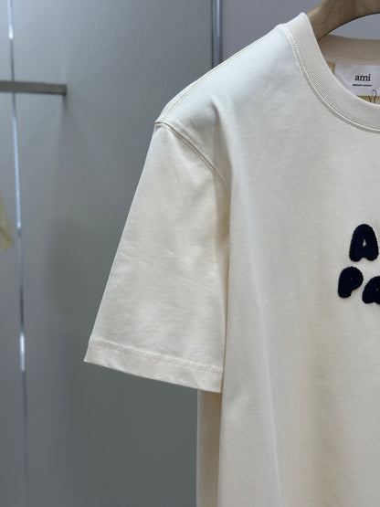 Am1 Paris Beige Cotton  Patch T-Shirt