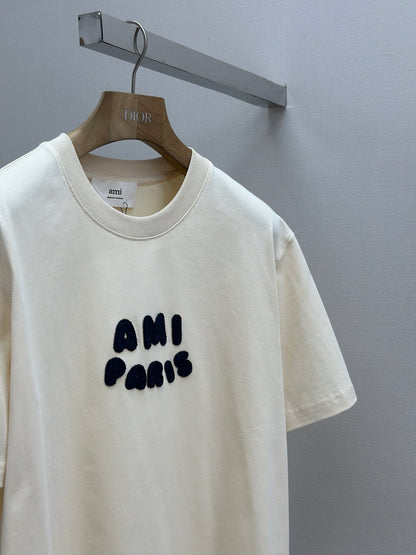 Am1 Paris Beige Cotton  Patch T-Shirt