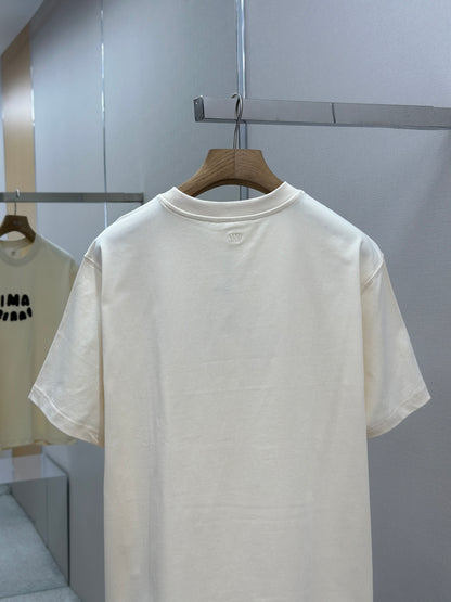 Am1 Paris Beige Cotton  Patch T-Shirt