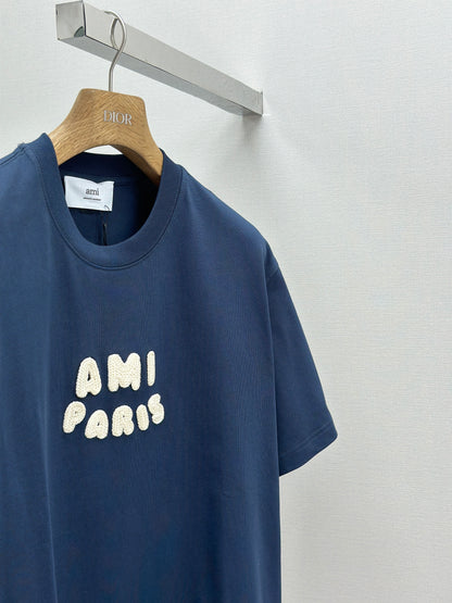 Am1 Paris Beige Cotton  Patch T-Shirt