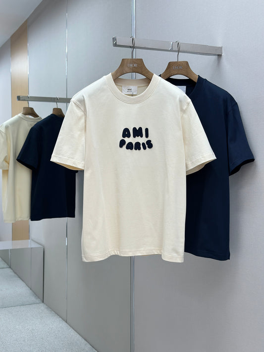 Am1 Paris Beige Cotton  Patch T-Shirt