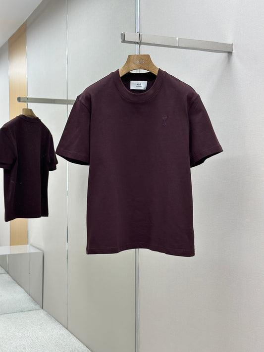 Am1 de Coeur Burgundy Cotton Tonal T-Shirt