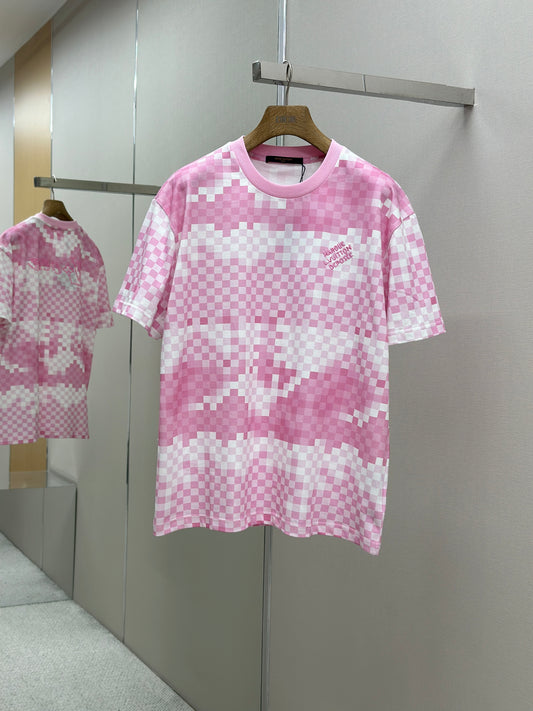 LOUI*V Damier Short-Sleeved Cotton T-Shirt