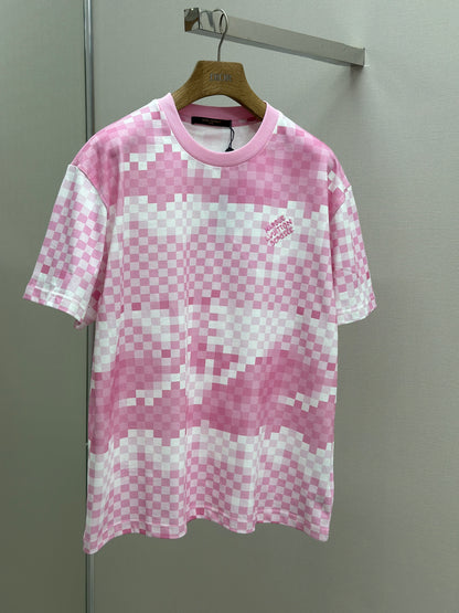 LOUI*V Damier Short-Sleeved Cotton T-Shirt