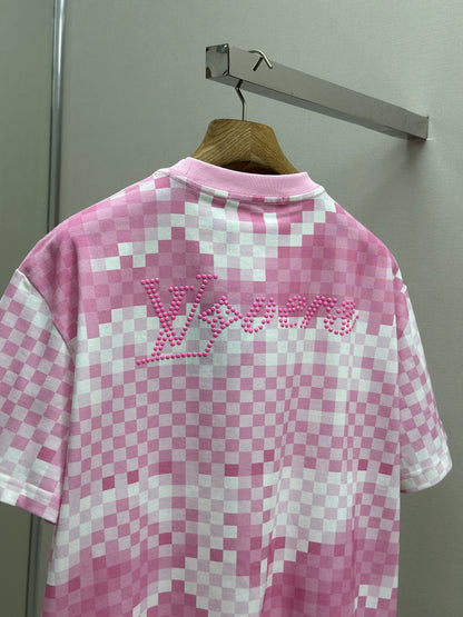 LOUI*V Damier Short-Sleeved Cotton T-Shirt