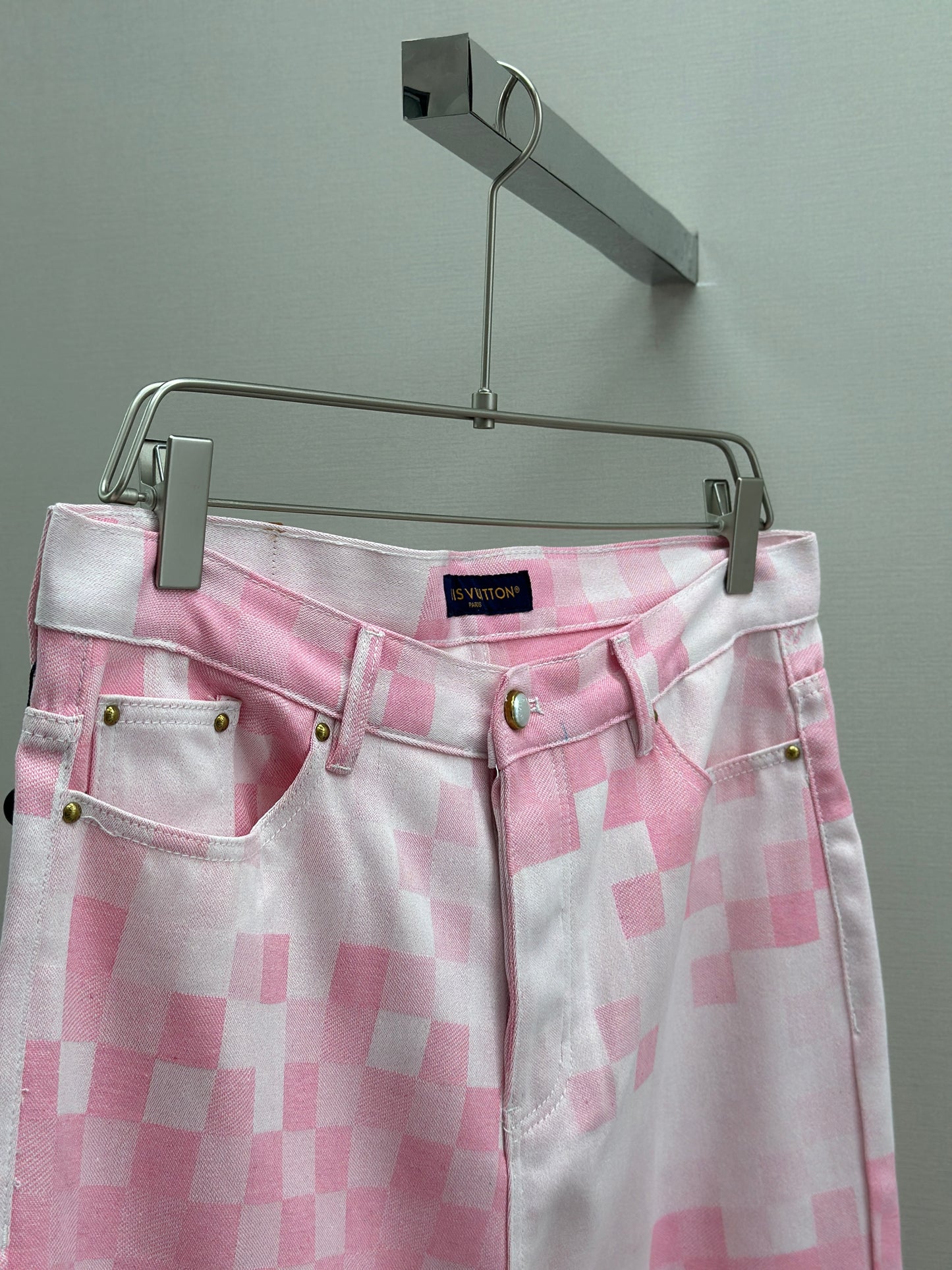 LOUI*V Damier Denim Wide-Leg Pants