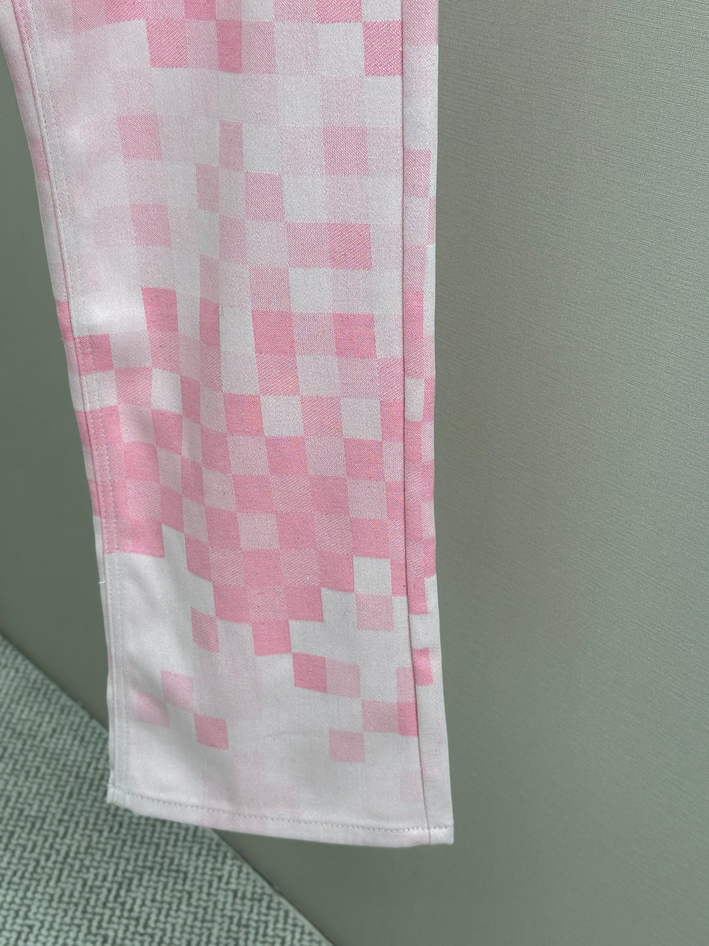 LOUI*V Damier Denim Wide-Leg Pants