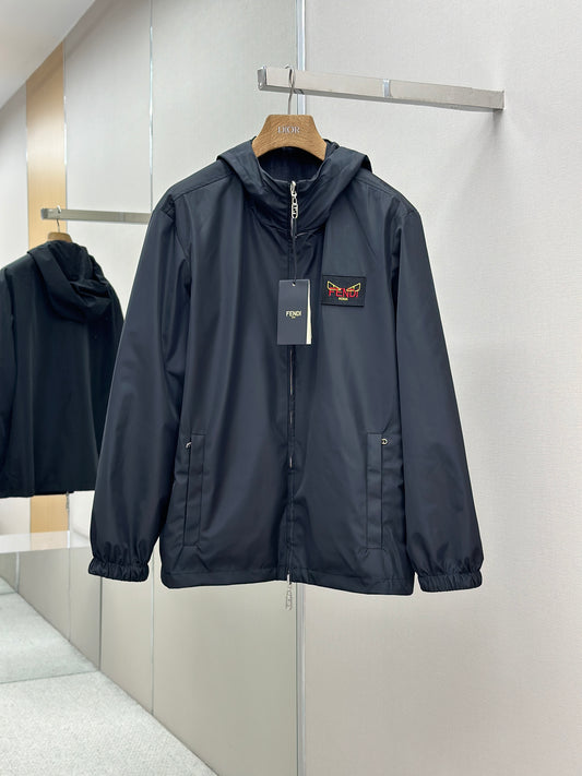 FEND1  Black Windbreaker Jacket
