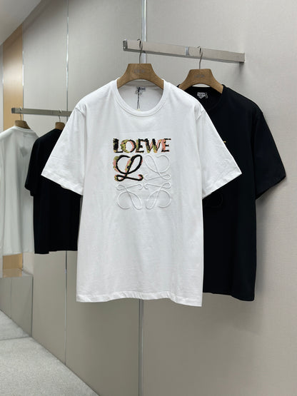 LOE*W Half Hand-Painted Graffiti Embroidered T-Shirt