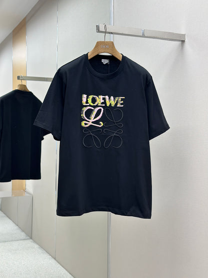 LOE*W Half Hand-Painted Graffiti Embroidered T-Shirt