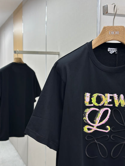 LOE*W Half Hand-Painted Graffiti Embroidered T-Shirt