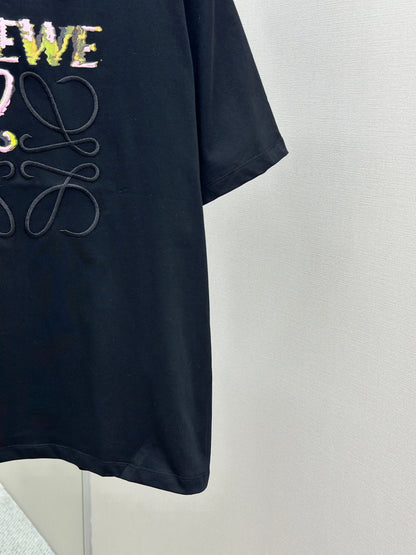 LOE*W Half Hand-Painted Graffiti Embroidered T-Shirt