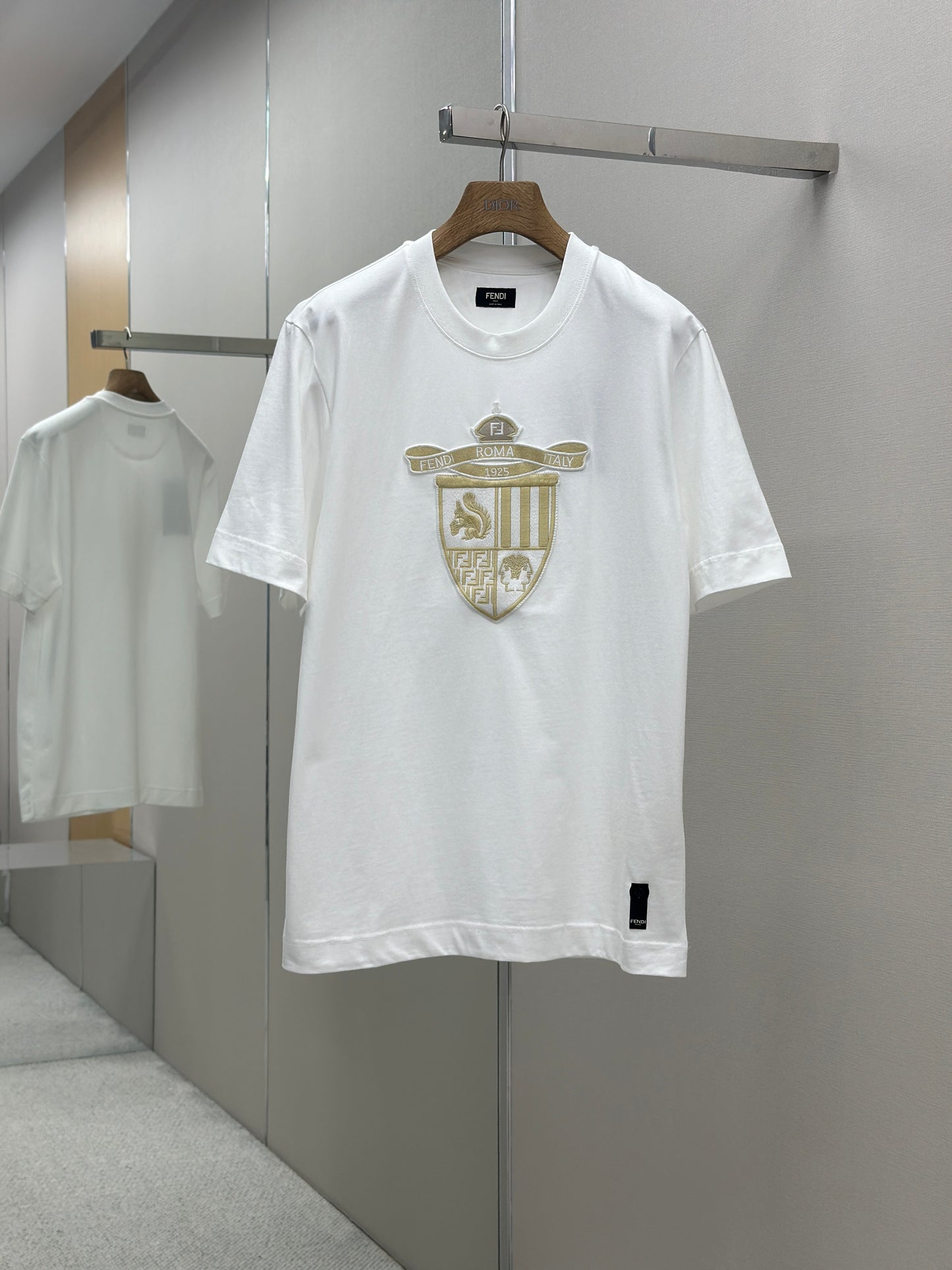 FEND1  Crest embroidered cotton t-shirt