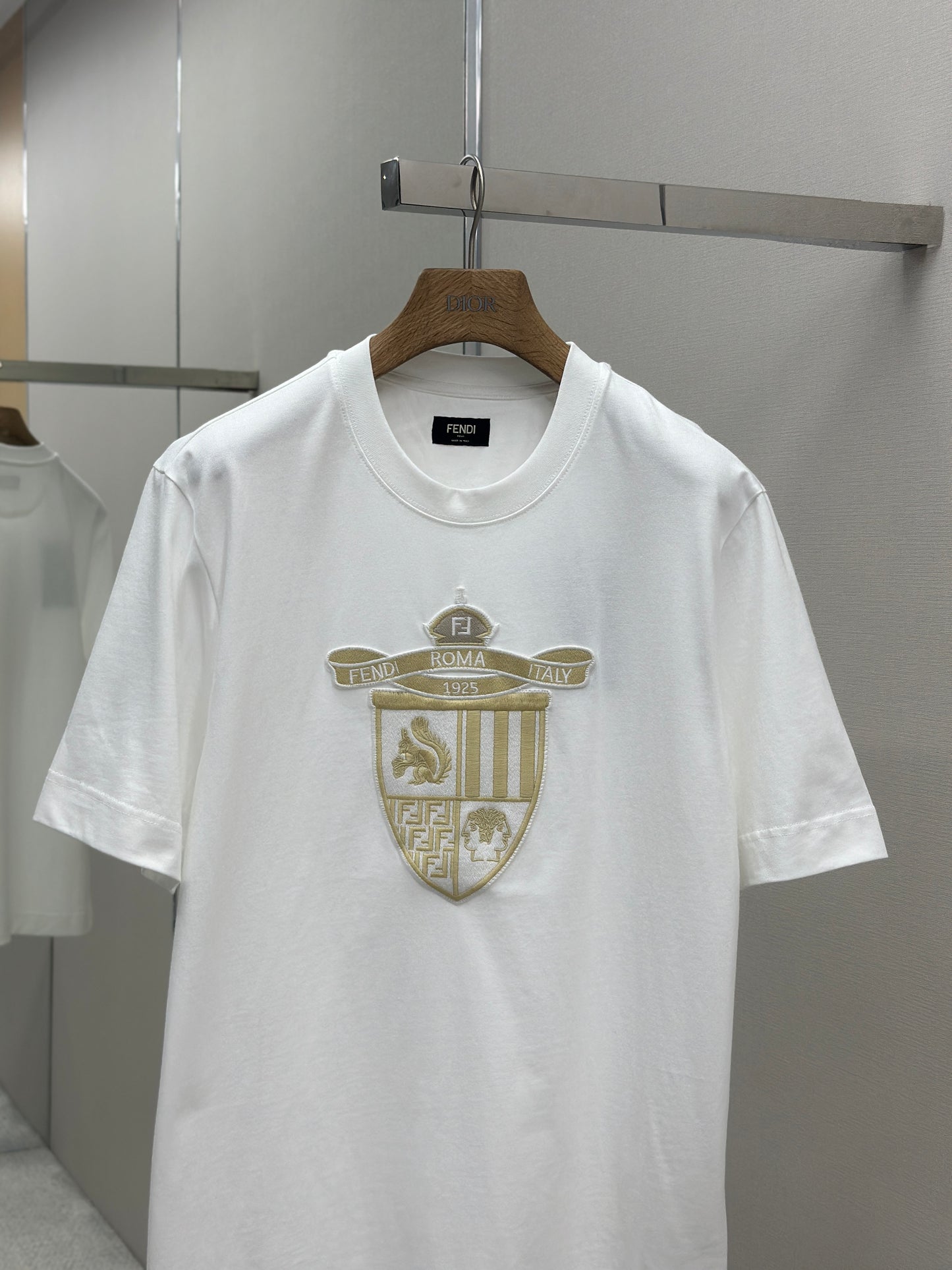 FEND1  Crest embroidered cotton t-shirt