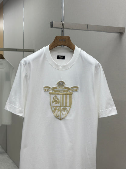 FEND1  Crest embroidered cotton t-shirt