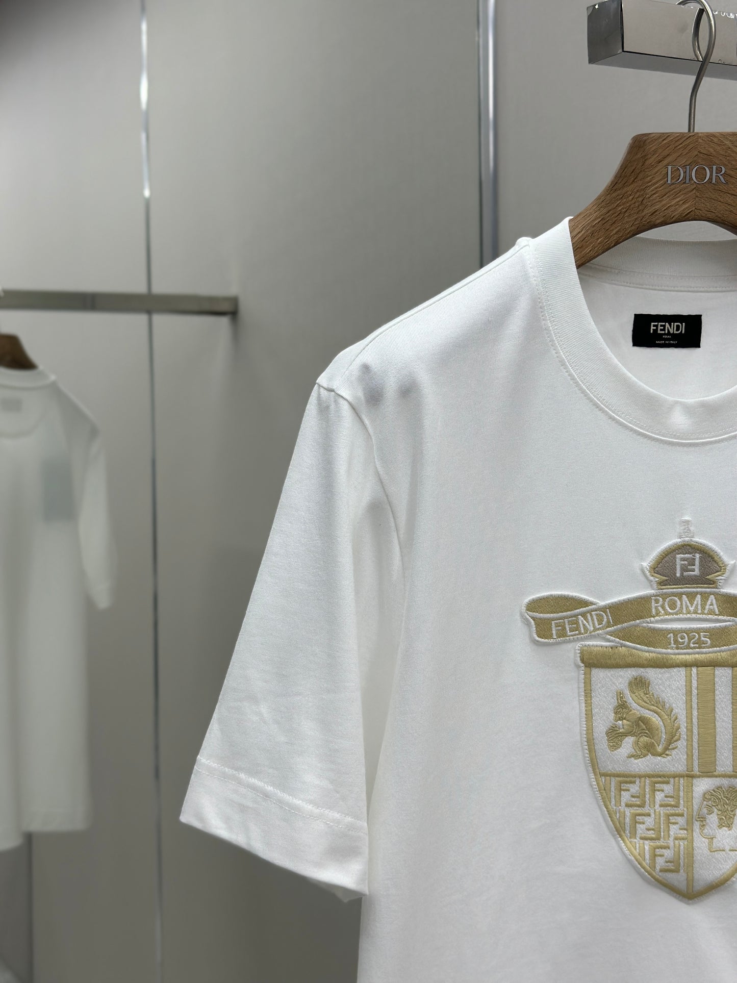 FEND1  Crest embroidered cotton t-shirt