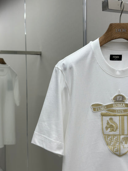 FEND1  Crest embroidered cotton t-shirt