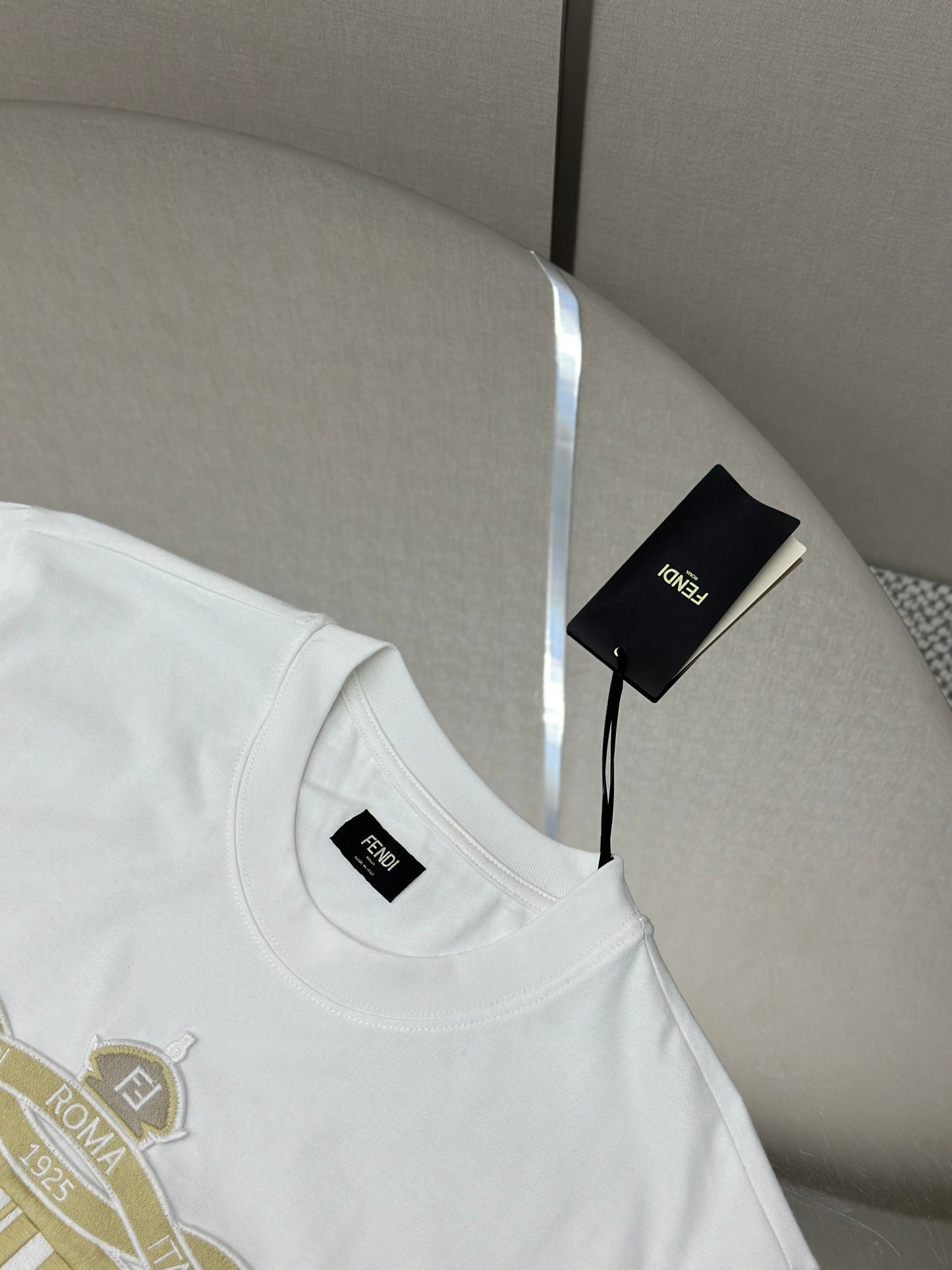 FEND1  Crest embroidered cotton t-shirt