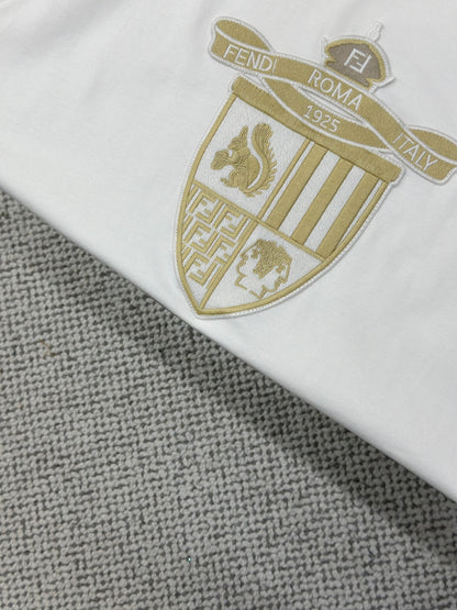 FEND1  Crest embroidered cotton t-shirt