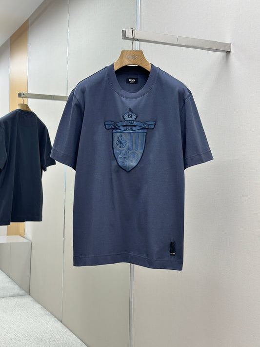FEND1  Crest embroidered cotton t-shirt