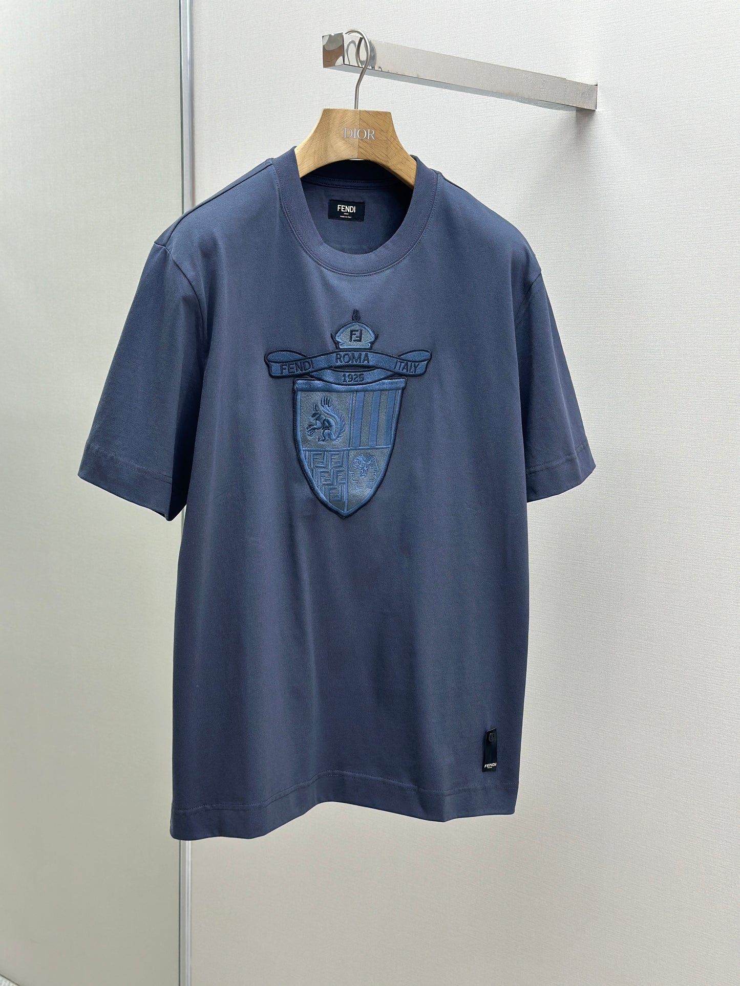 FEND1  Crest embroidered cotton t-shirt