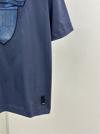 FEND1  Crest embroidered cotton t-shirt
