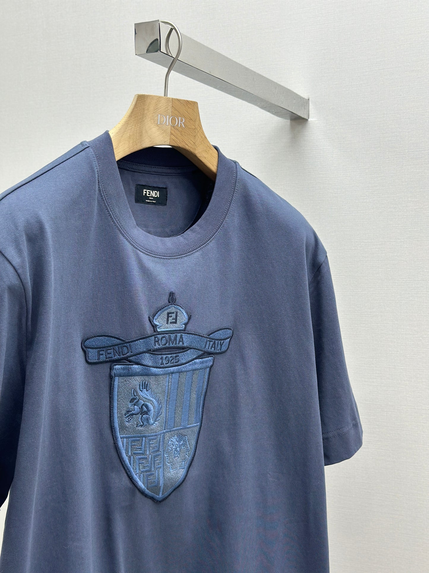 FEND1  Crest embroidered cotton t-shirt