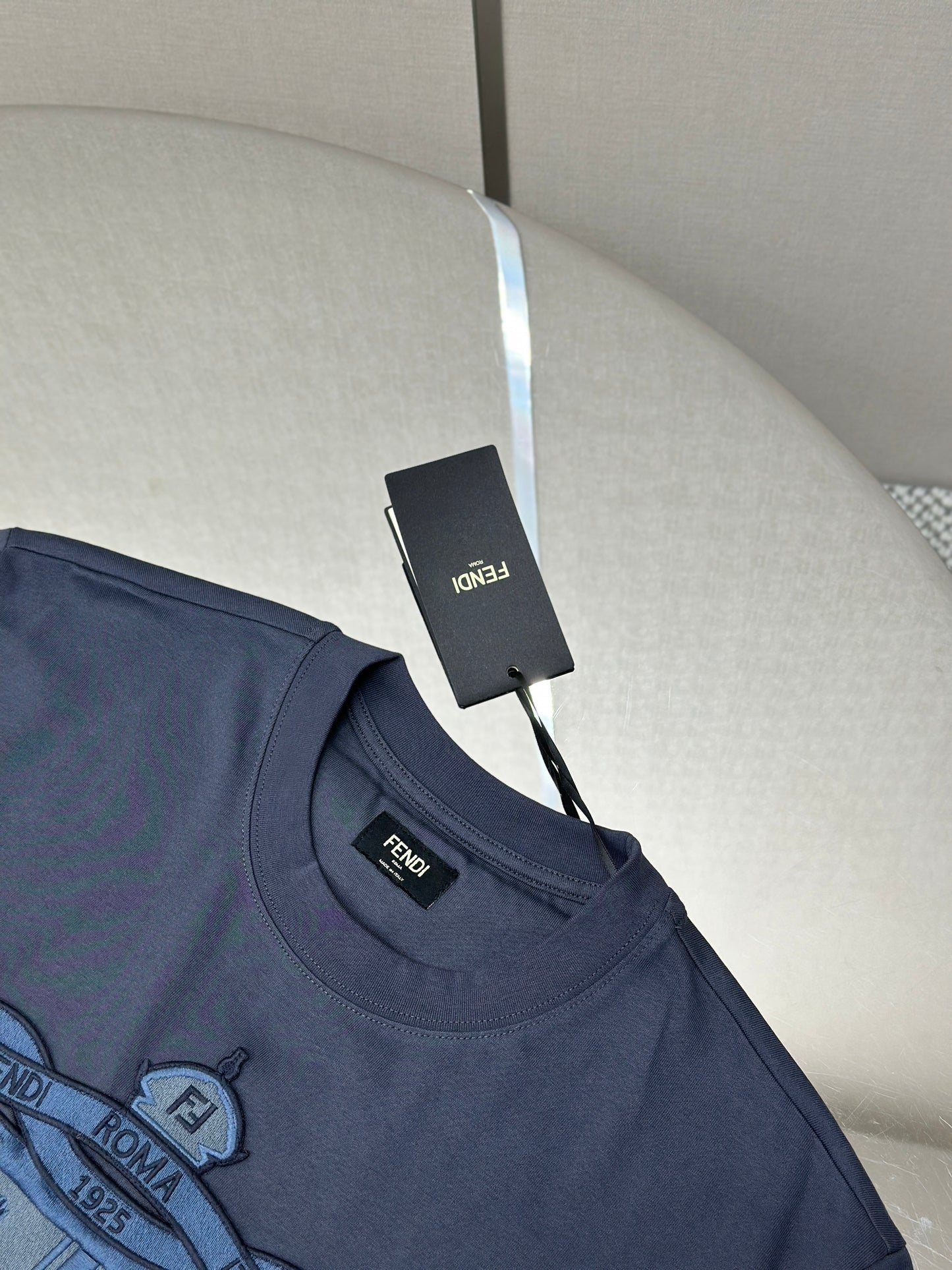 FEND1  Crest embroidered cotton t-shirt
