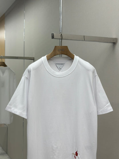 Botteg@V T-shirt in pima cotton jersey with embroidered match