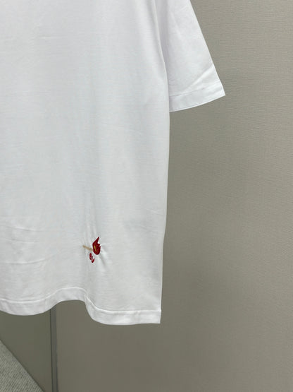 Botteg@V T-shirt in pima cotton jersey with embroidered match