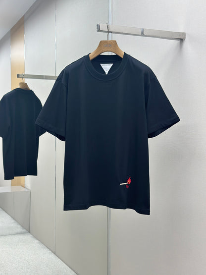 Botteg@V T-shirt in pima cotton jersey with embroidered match