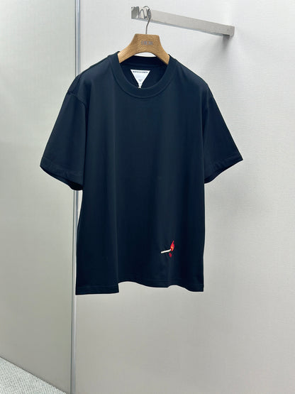 Botteg@V T-shirt in pima cotton jersey with embroidered match