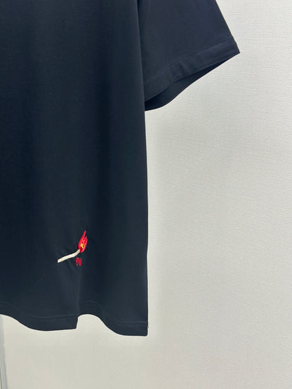 Botteg@V T-shirt in pima cotton jersey with embroidered match