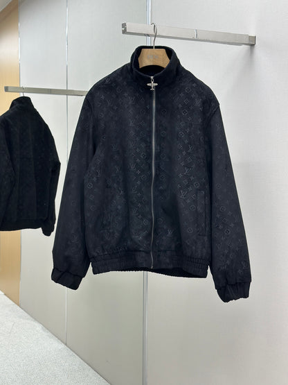 LOUI*V Monogram Debossed Suede Tracksuit Jacket