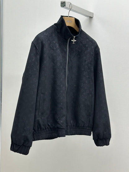 LOUI*V Monogram Debossed Suede Tracksuit Jacket
