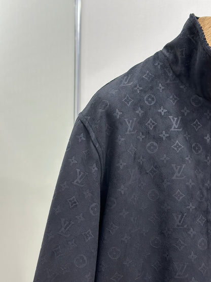 LOUI*V Monogram Debossed Suede Tracksuit Jacket