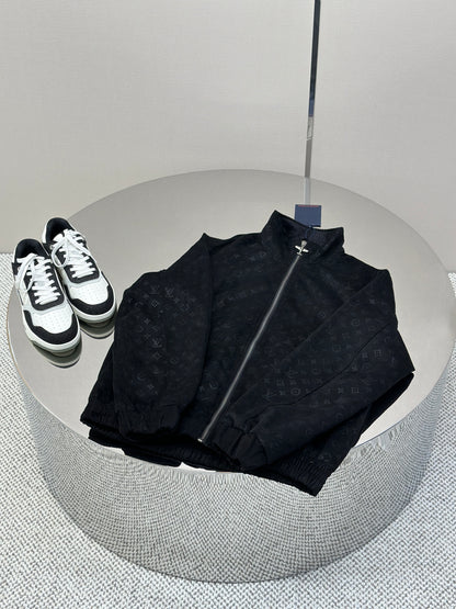 LOUI*V Monogram Debossed Suede Tracksuit Jacket