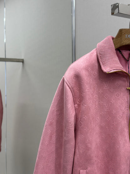 LOUI*V Monogram Debossed Suede Tracksuit Jacket
