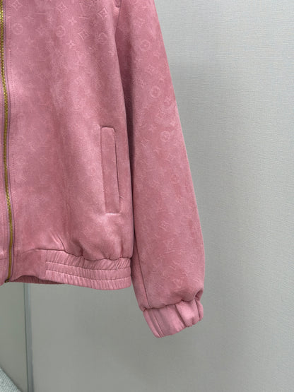 LOUI*V Monogram Debossed Suede Tracksuit Jacket